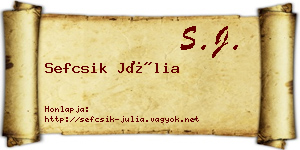 Sefcsik Júlia névjegykártya