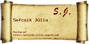 Sefcsik Júlia névjegykártya